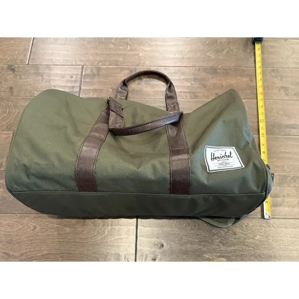 Herschel Supply Co. Ravine Duffel Bag Green Faux Leather Handle